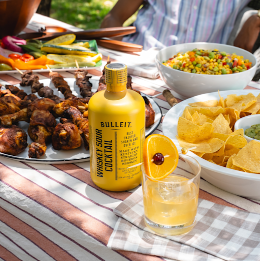 Dad Grills Bulleit Whiskey Sour Serve