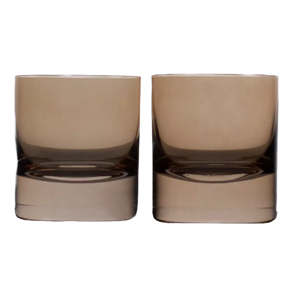 Hand-blown Colored Rocks Glass, Set of Two