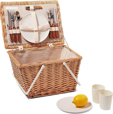 Small Picnic Basket With Plates And Glasses