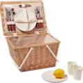 Small Picnic Basket With Plates And Glasses