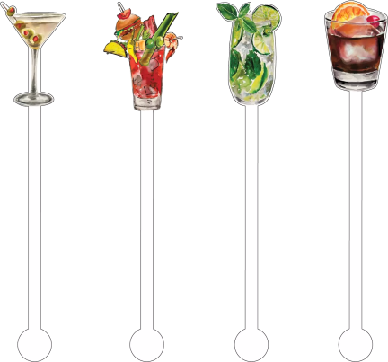 Reusable Acrylic Stir Sticks Tropical Cocktails