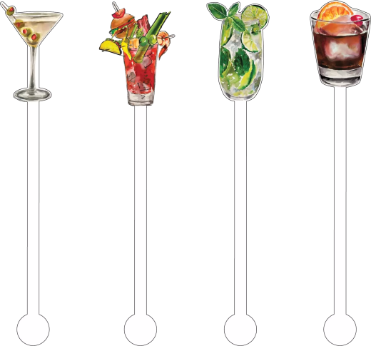 Reusable Acrylic Stir Sticks Tropical Cocktails