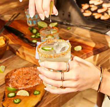 Patio Margarita Squeezing Lime Square