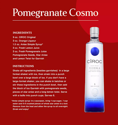 Pomegranate Cosmo Holiday Batch Cocktail recipe