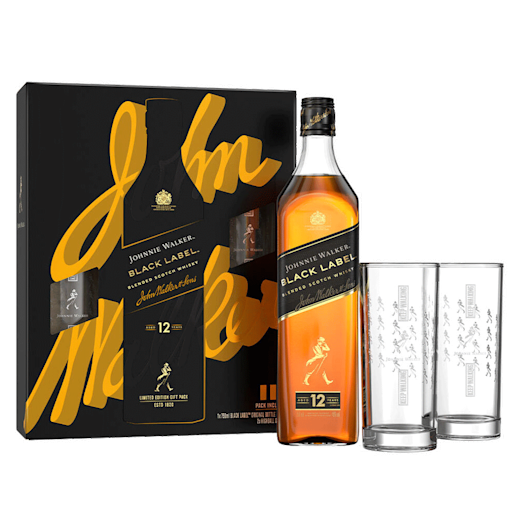 Johnnie-Walker-Black-with-Two-Highball-Glasses