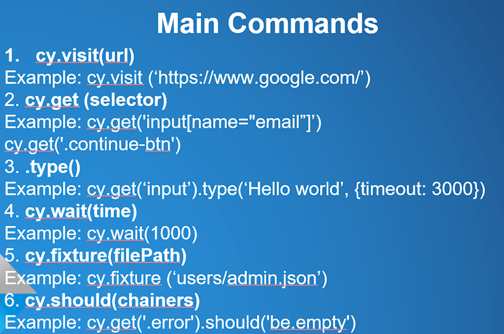 Main Cypress Commands