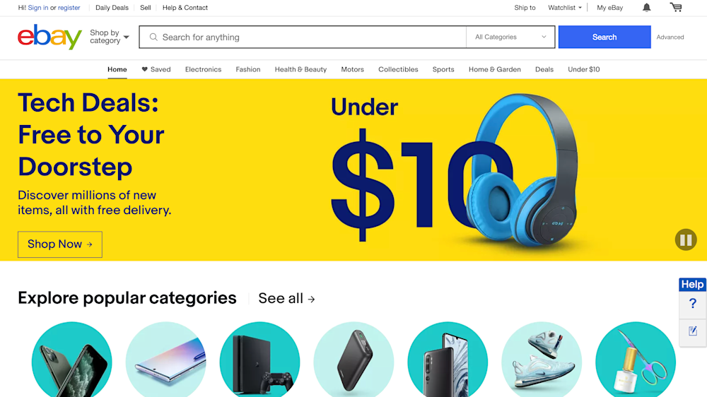 eBay home page
