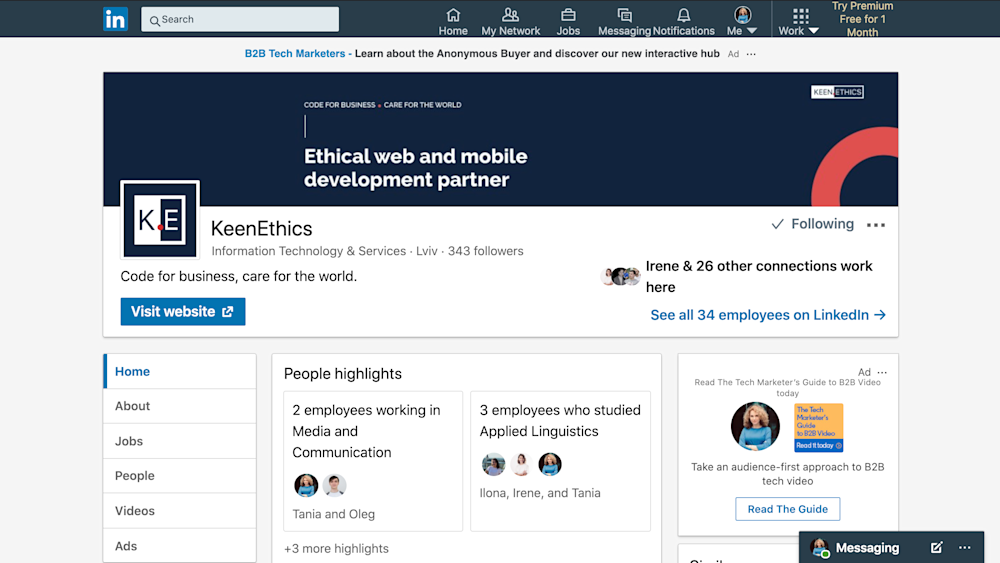 LinkedIn page