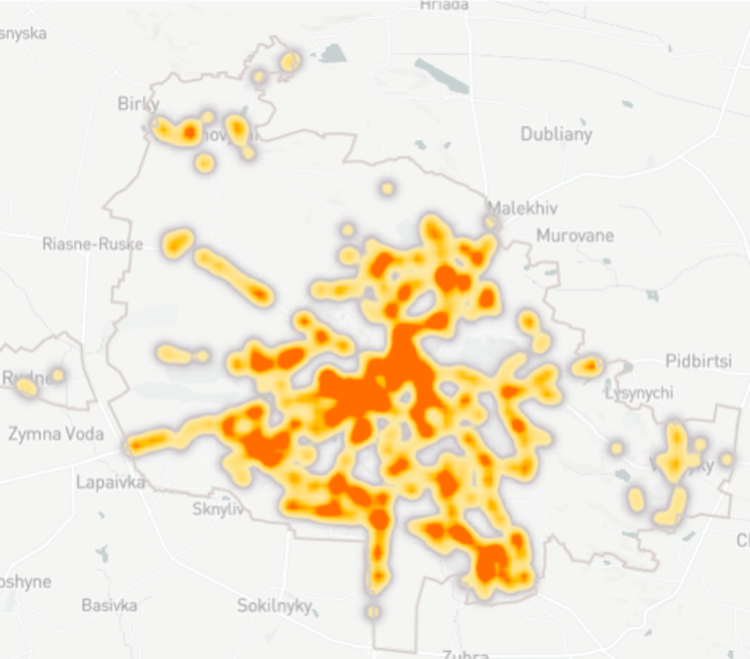 Lviv stops heatmap