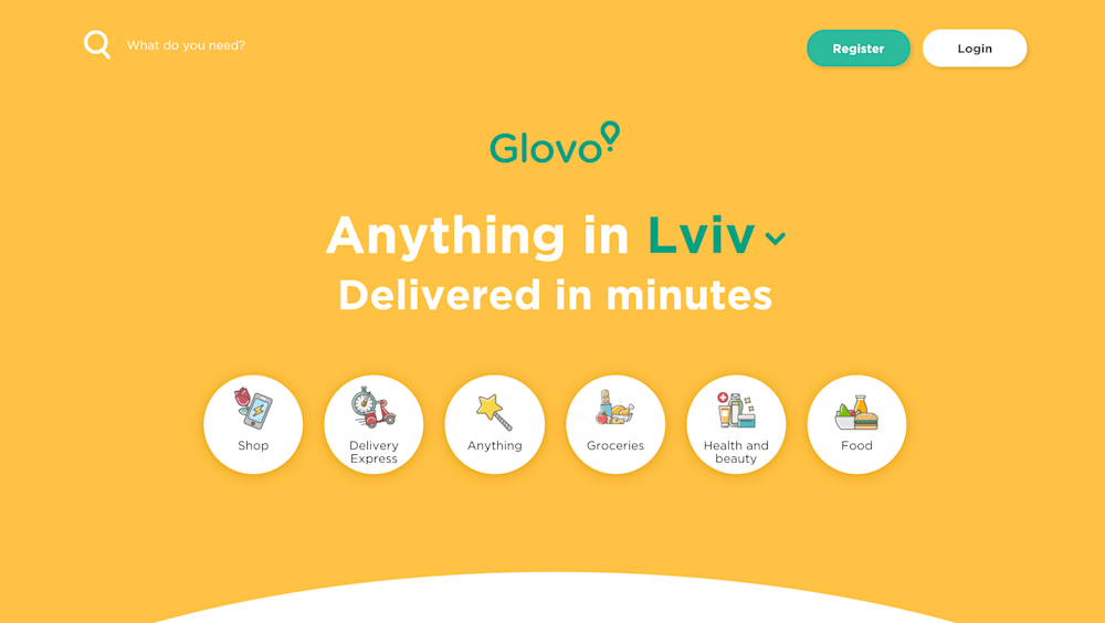 Glovo home page