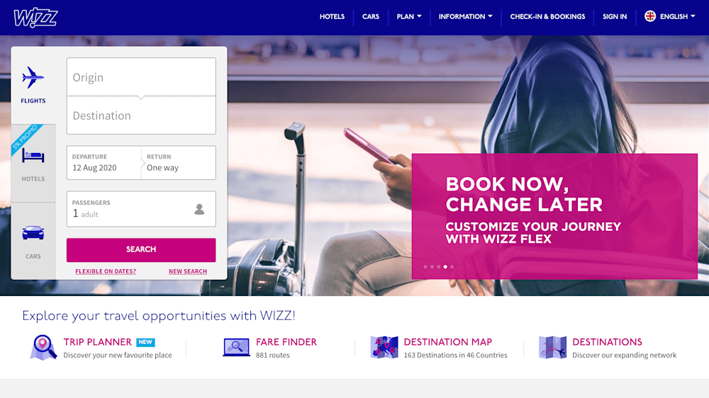 WizzAir home page