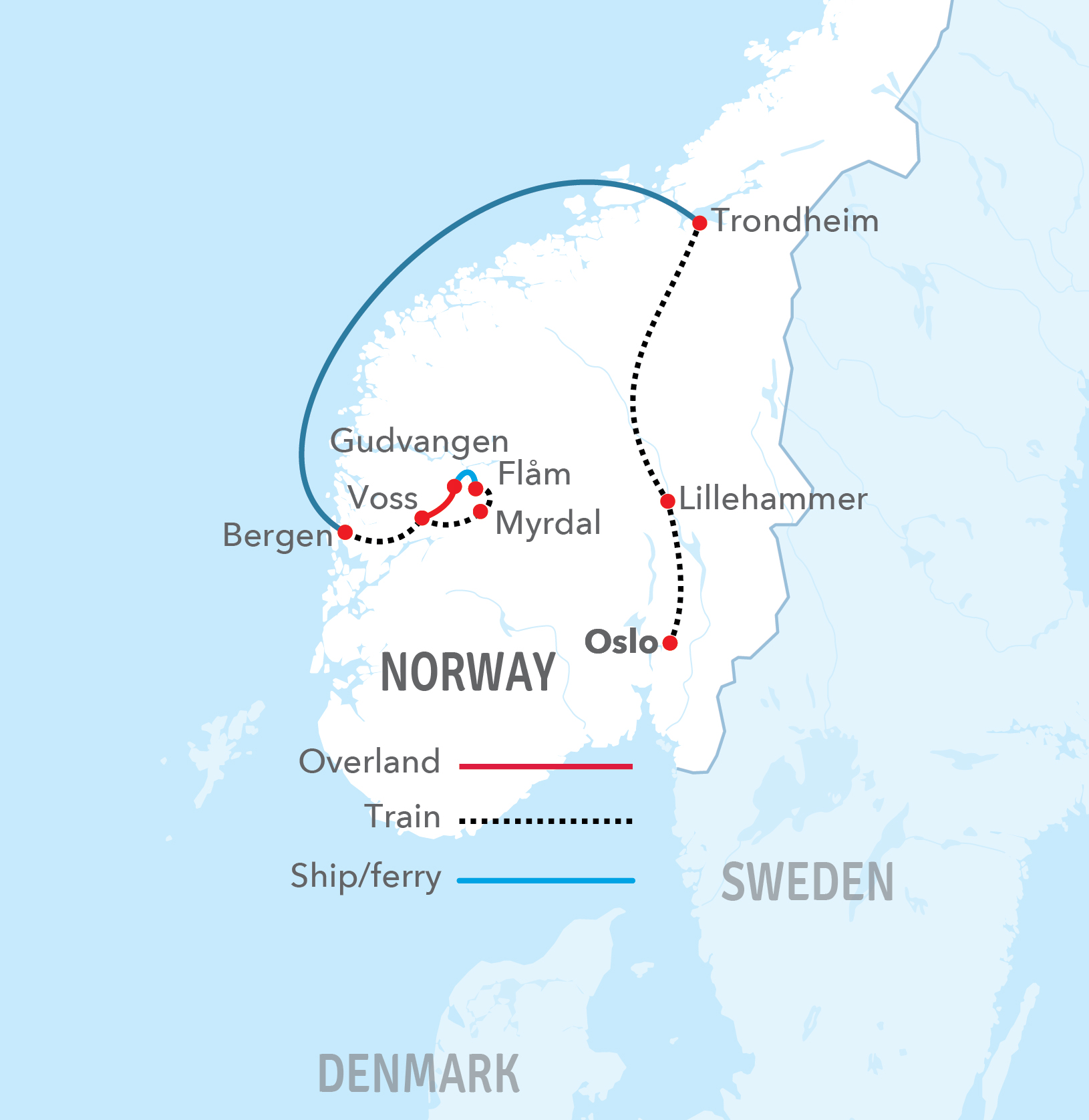 map-classic-Norway by Rail & Sea