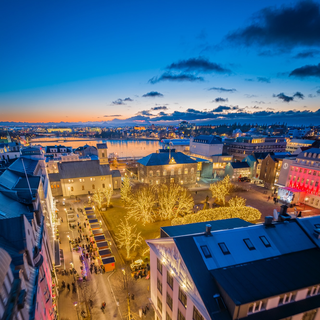 Christmas in Reykjavik market drone view - photo by Visit Reykjavik
