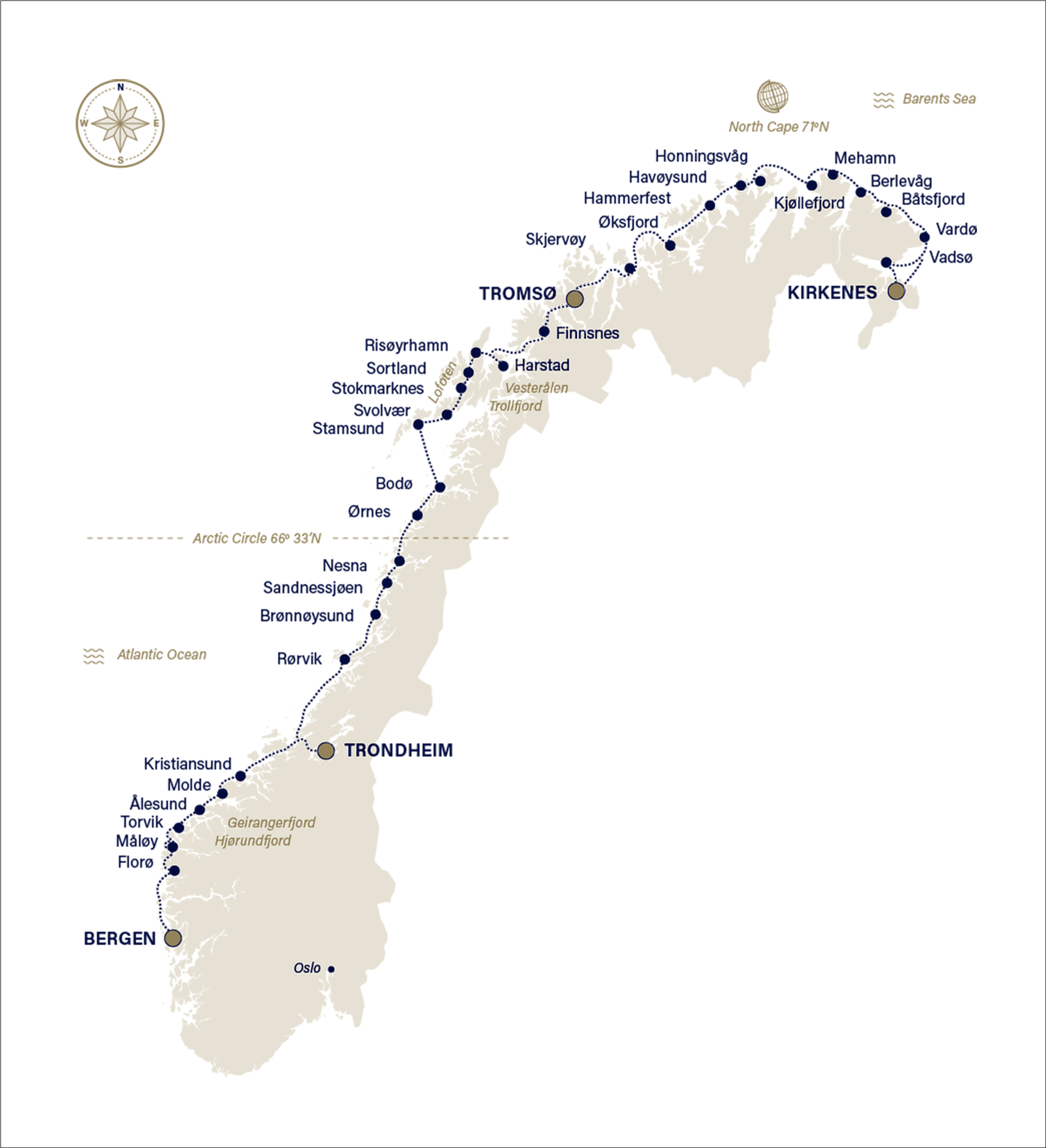 Havila Coastal Voyage Map