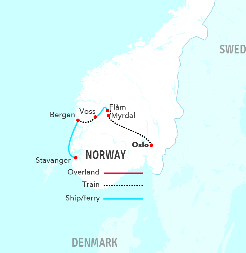 map-classic-Norwegian Fjord Journey-Oslo-to-Stavanger