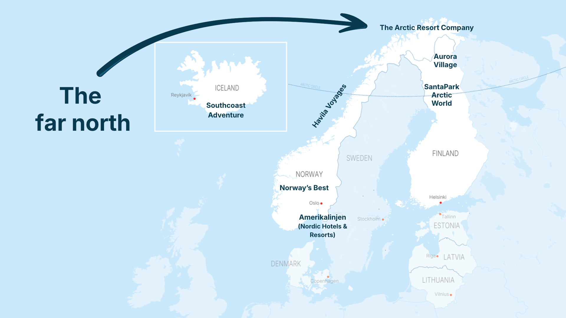 Nordic Roadshow map - The Arctic Resort Company
