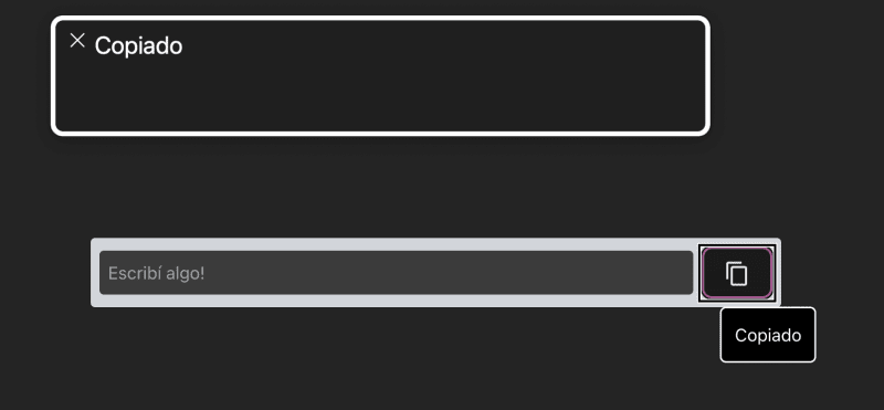 Image of the screen reader voice-over announcing: "Copied"