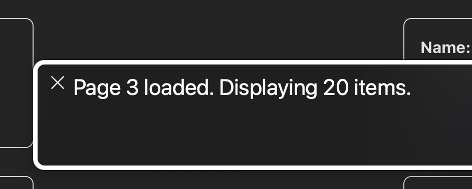 screen reader voiceover that announces: page 3 loaded. Showing 20 items