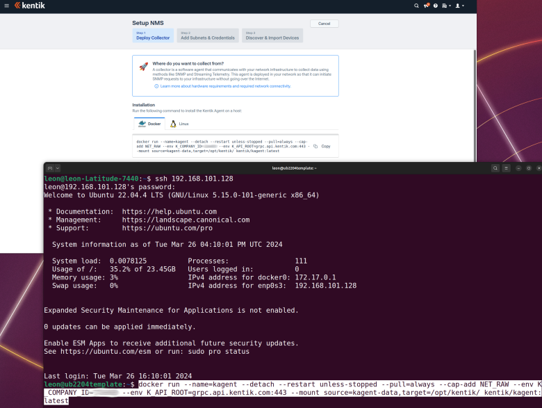 Installing with Docker - copy the command