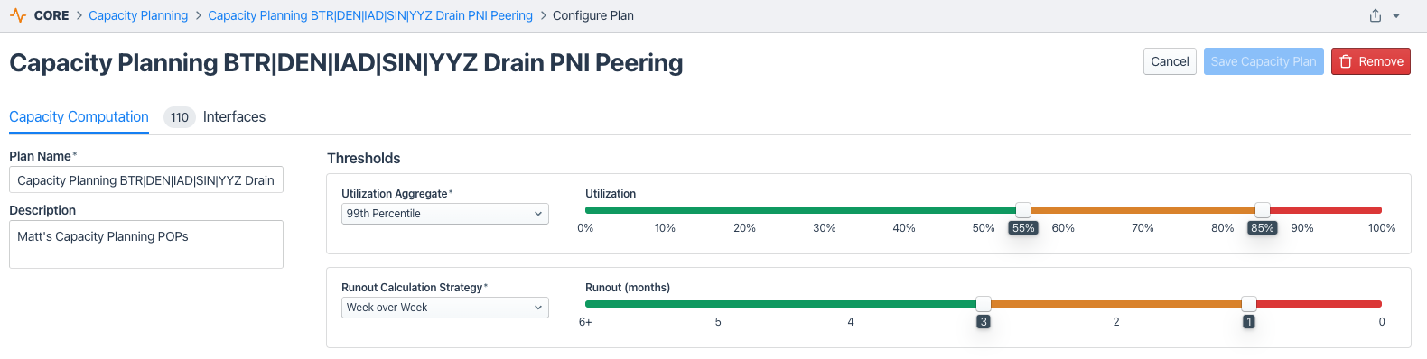 Capacity planning: Configuration