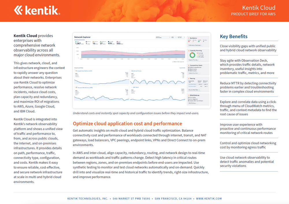 Kentik Product Brief for AWS - Cover Page