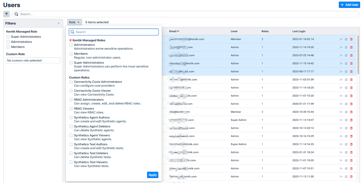 RBAC in the Kentik portal