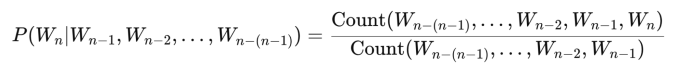 n-gram language model formula