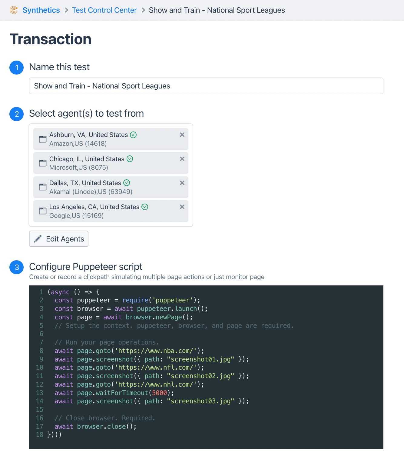 Synthetic Transaction Monitoring in Kentik, setting up a simple test