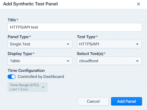 Kentik add synthetic test panel