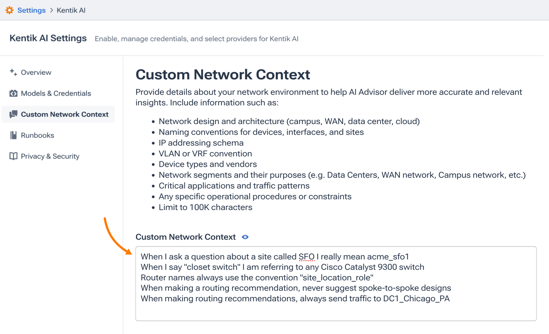 Example of Custom Network Context