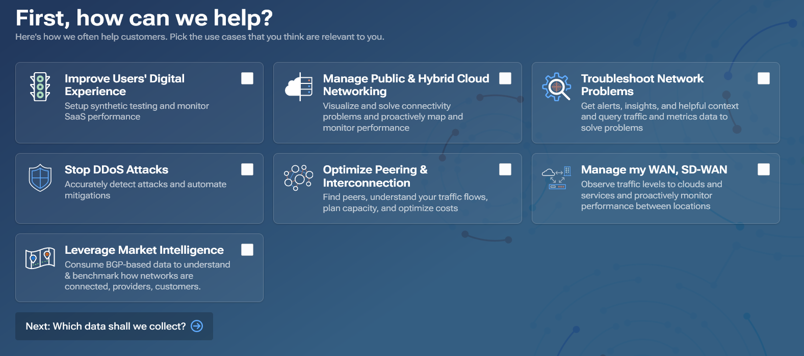 Use case selection options