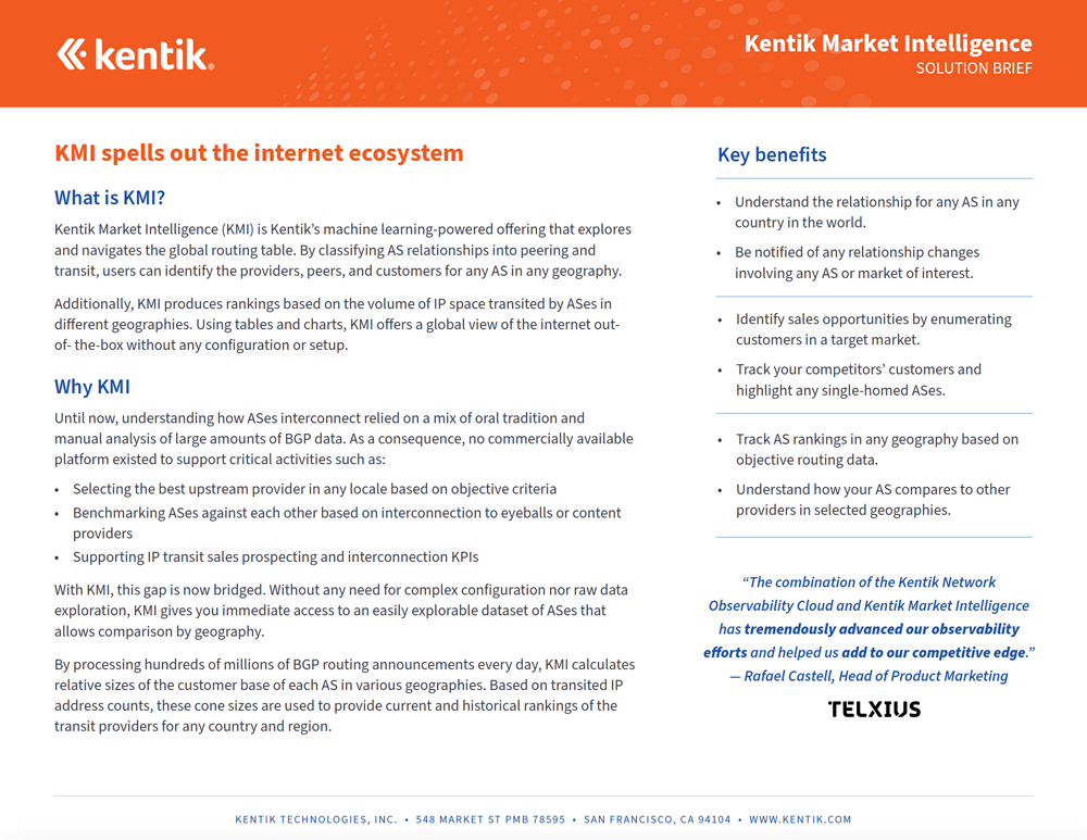 Kentik Market Intelligence Solution Brief