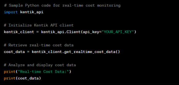 Sample code snippet for real-time cost monitoring