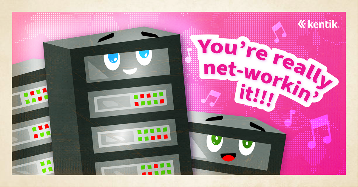 A Valentine’s Day card reading "You're really net-workin' it!!!"