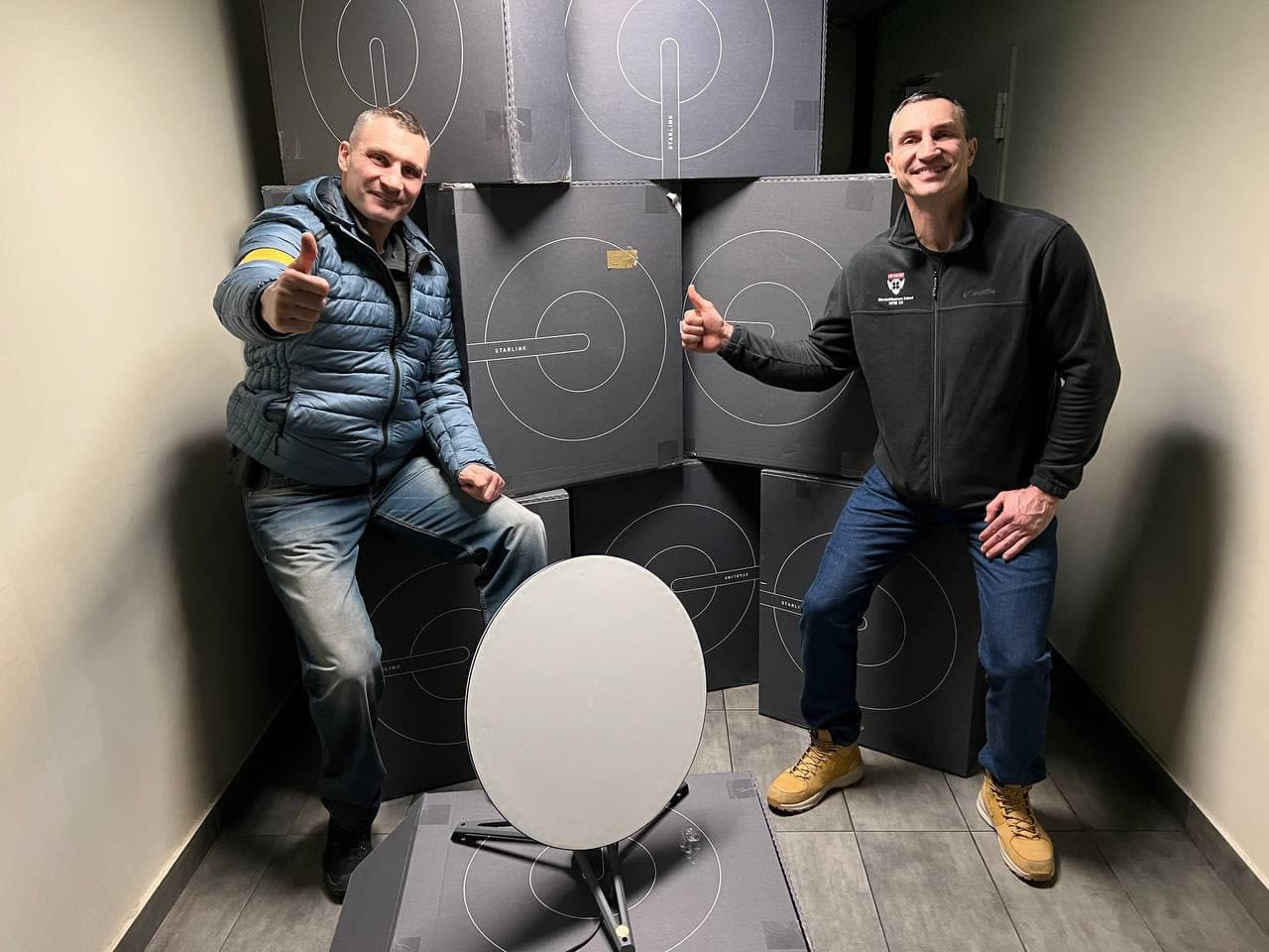 Starlink antennae in Kyiv