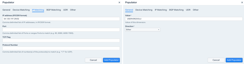 Populators in Custom Dimensions