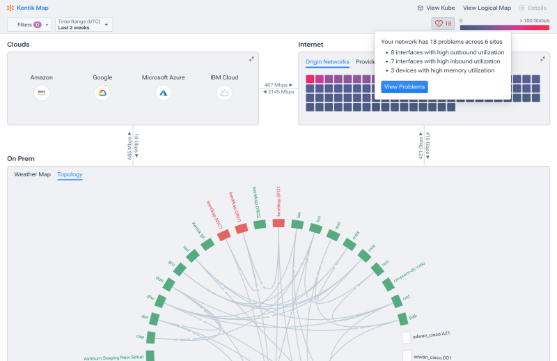 Network Performance Monitoring Tool: Detecting network problems with the Kentik network map