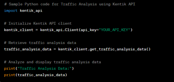 Sample code snippet for traffic analysis