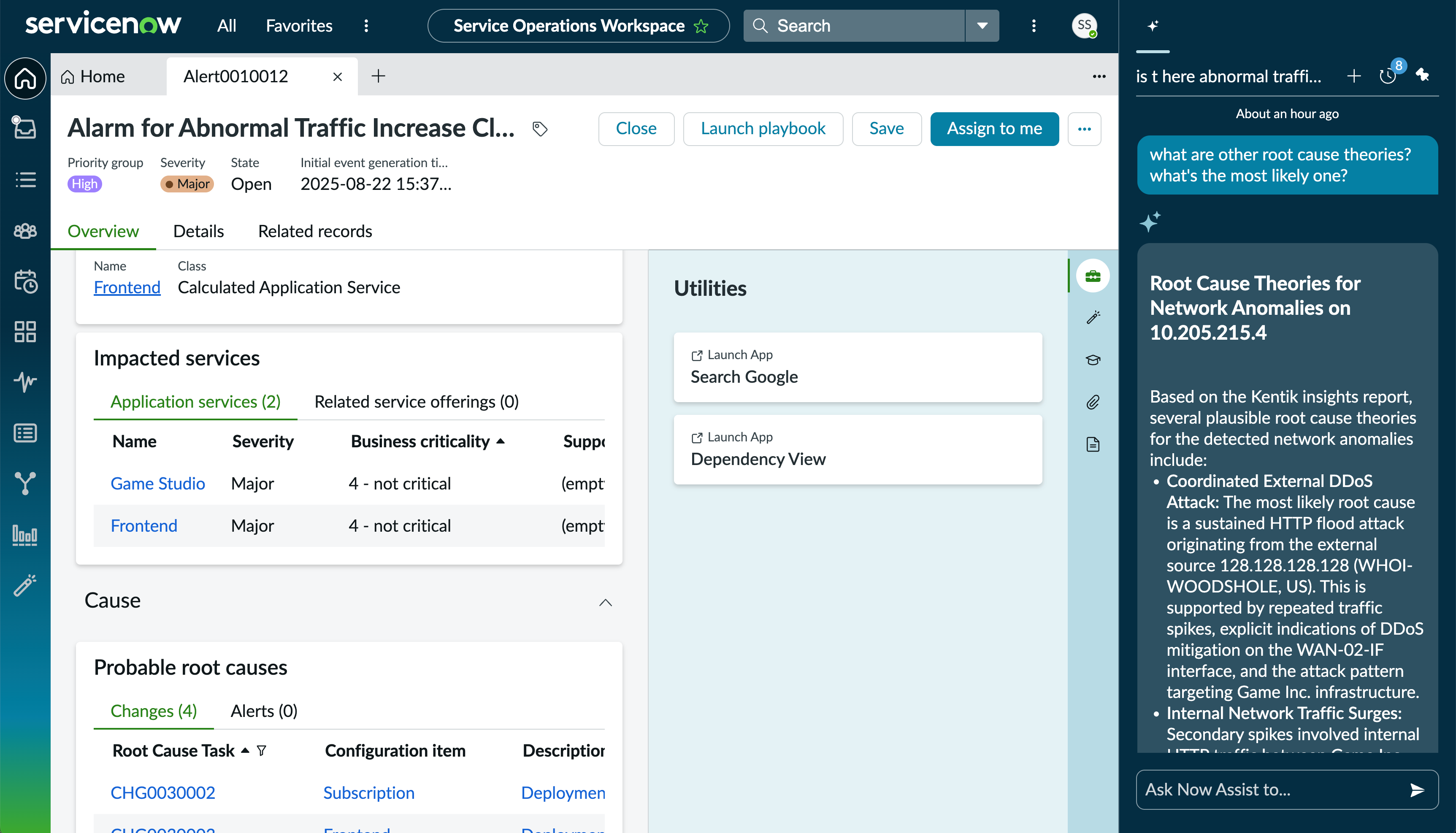 Kentik in the ServiceNow platform