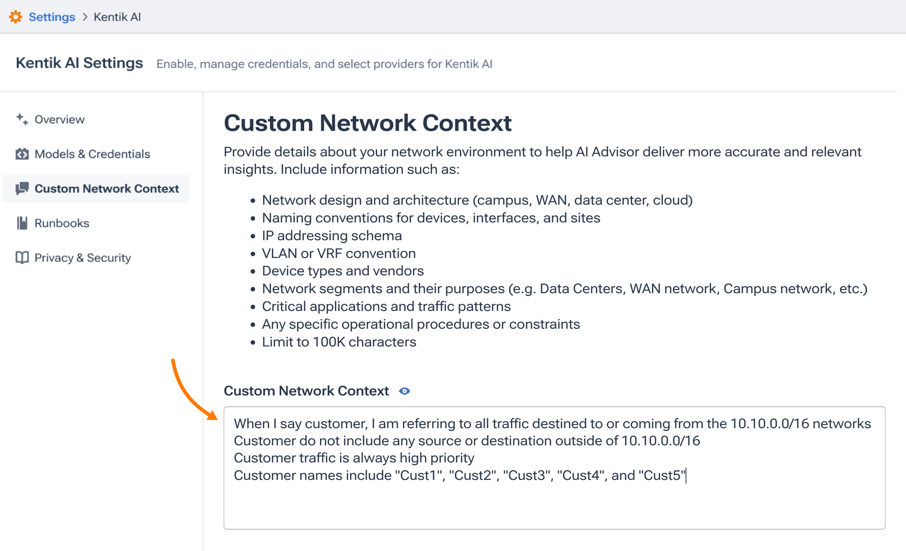 Example of Custom Network Context