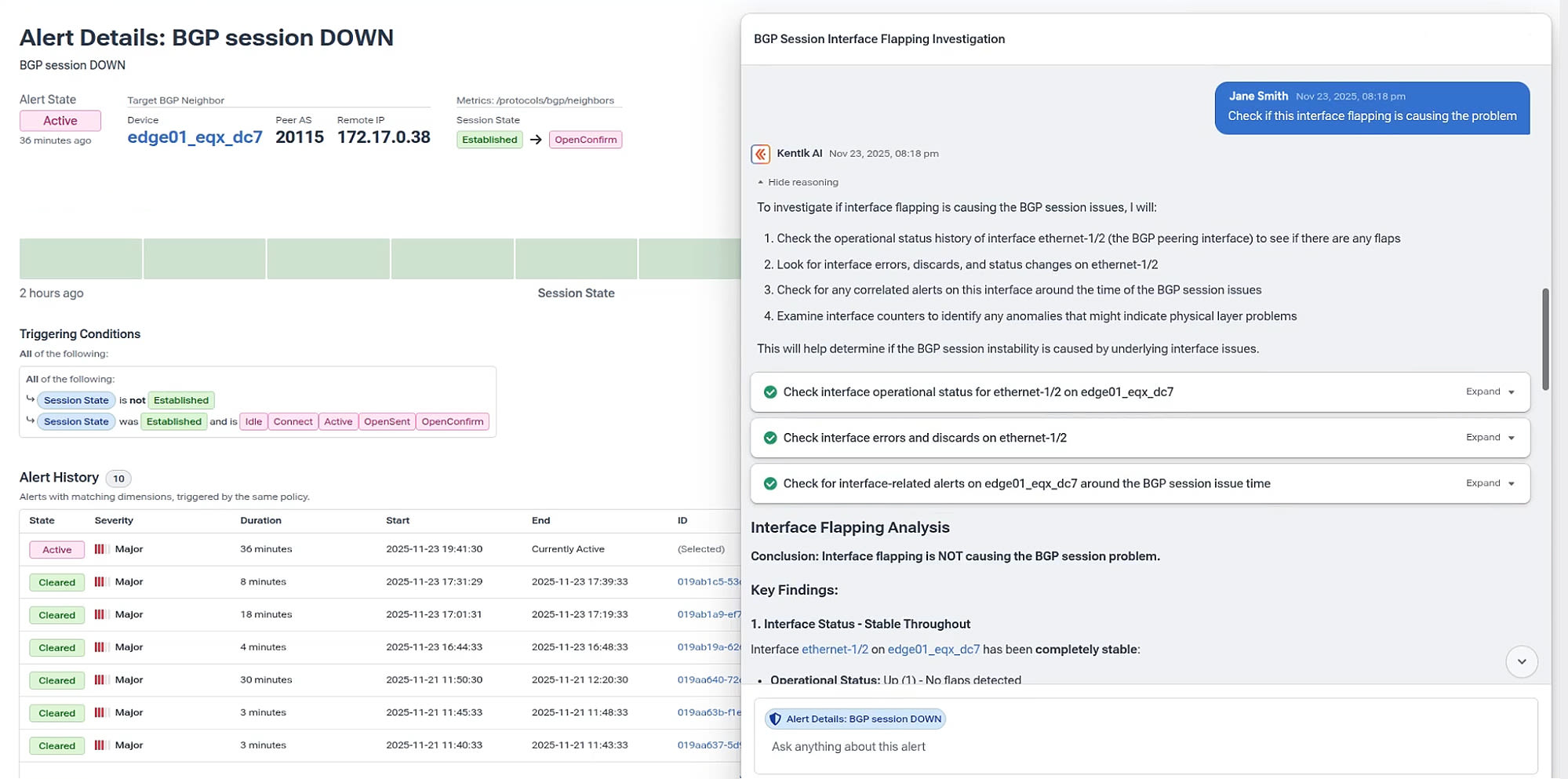 Alert Details: BGP Session Down