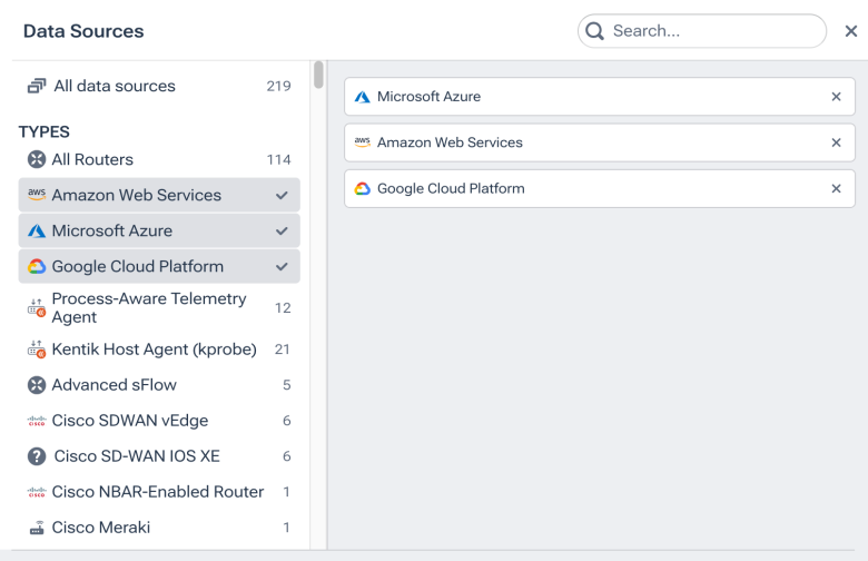 Cloud filtering options