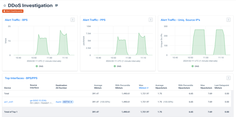 DDoS alerting for forensic analysis