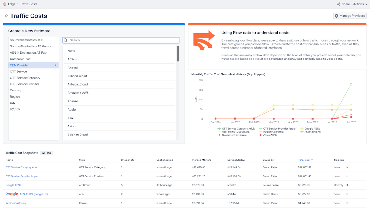 Kentik Traffic Costs Interface