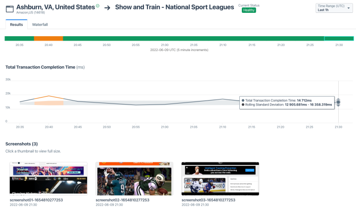 Digital Experience Monitoring from Kentik: Synthetic Transaction Monitoring Test Results