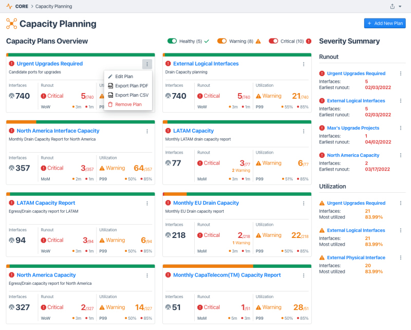 Network Capacity Planning Tool