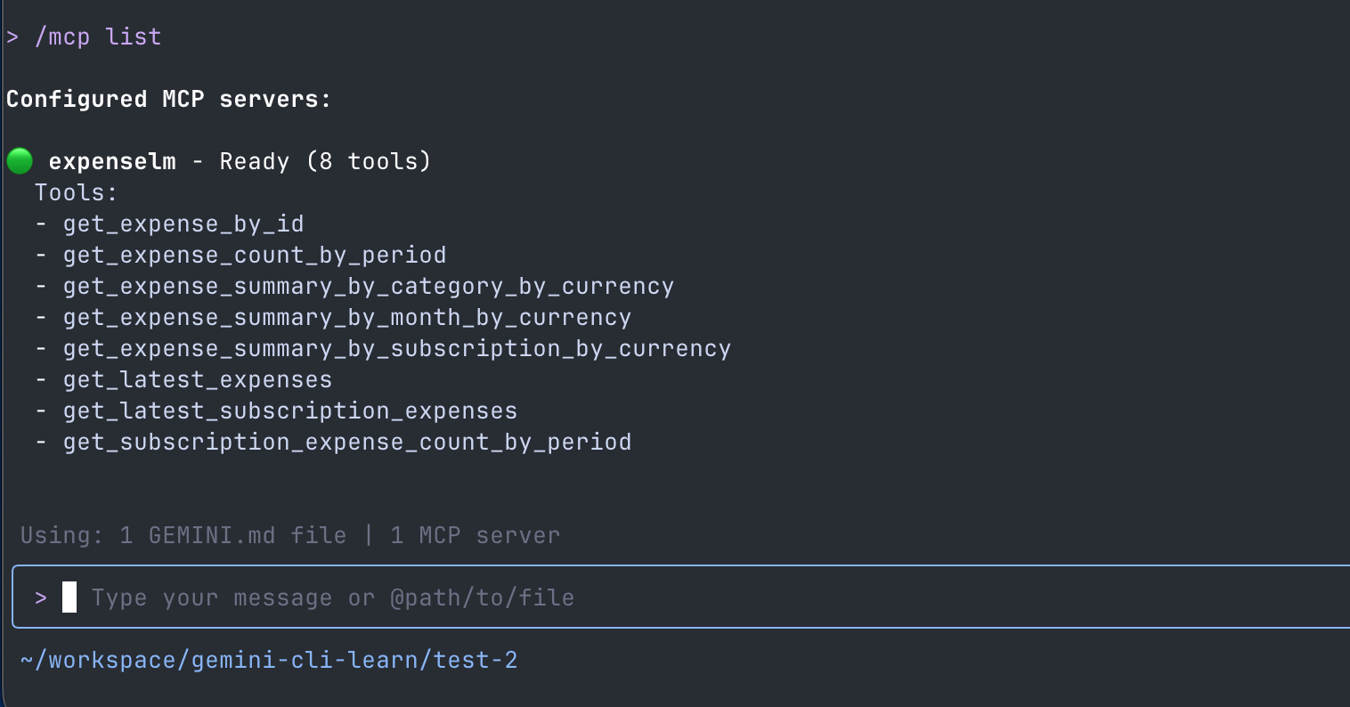 Gemini cli - mcp list