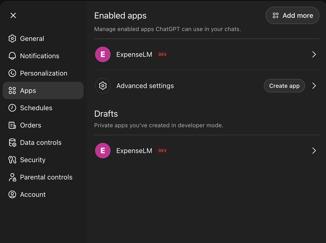 ChatGPT enabled apps