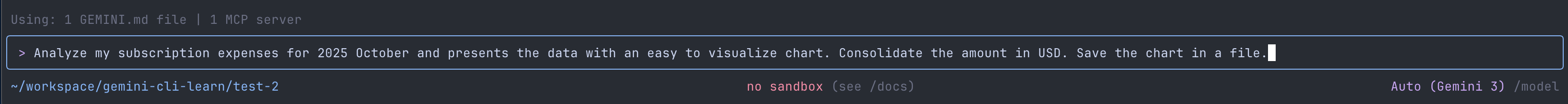 Gemini cli - expense analysis prompt