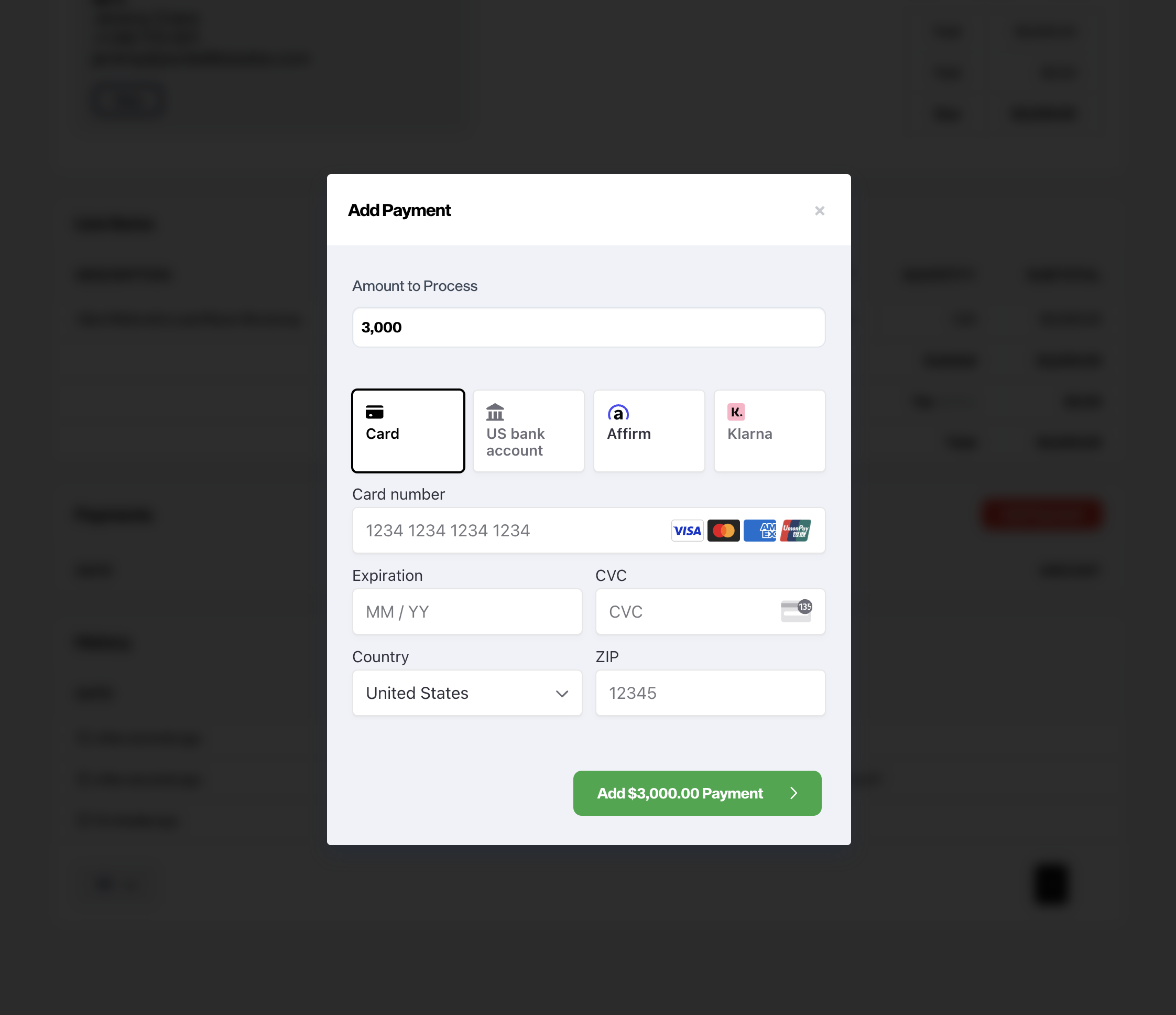 invoice manual payment